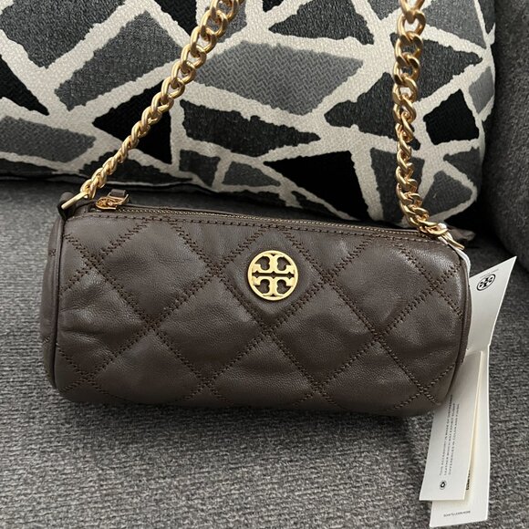 NWT TORY BURCH 141024 WILLA BARREL Crossbody Shoulder volcanic stone - Picture 7 of 10